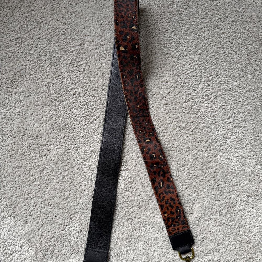 Madewell Leopard Print and Black Leather calf hair Strap